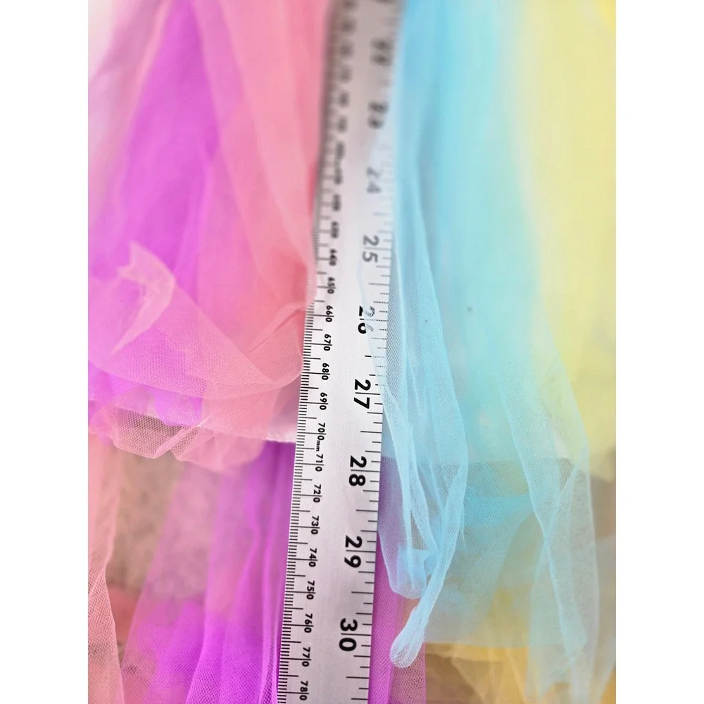 Sunny Fashion Girls Rainbow Tulle Sequin Party Dress Sleeveless Multicolor Sz 10